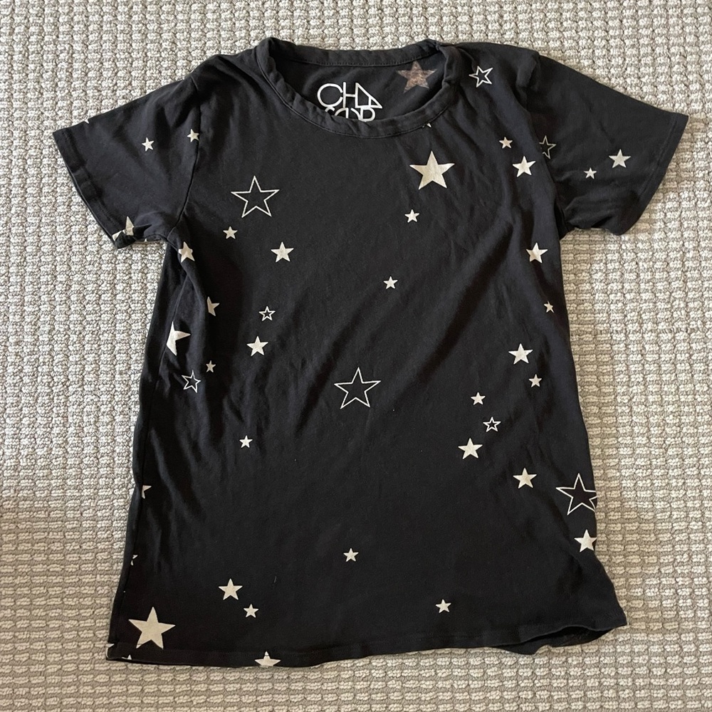 Chaser XS T Shirt Black with cream colored stars